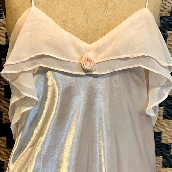 VINTAGE 80s pastel pink maxi nightgown ruffle floral coquette lingerie Victorian - Picture 7 of 16